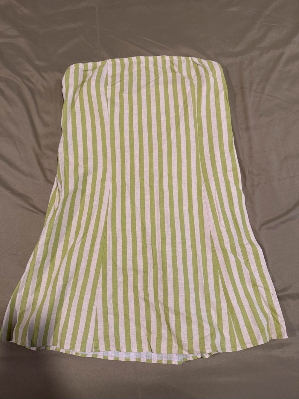 ASOS Strapless Green and White Striped Dress
